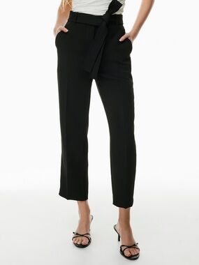 Aritzia Black Tie-Waist Ankle Trousers